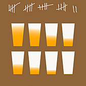Tally chart for giving up drinking, illustration