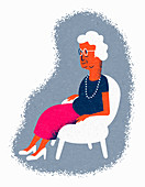 Contented elderly woman, illustration