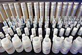 Sample bottles in a lab