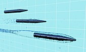Supercavitation effects on projectile in water, illustration