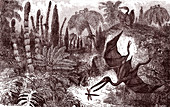 Early Jurassic scene, 19th-century illustration