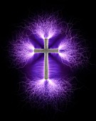 Cross, Kirlian photograph