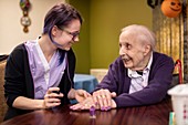 Care home resident and carer