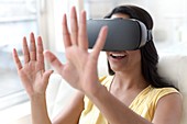 Woman wearing VR headset