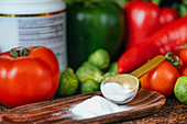 Collagen protein supplement powder and vegetables