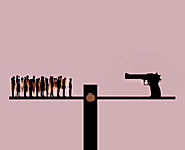 Guns and society, conceptual illustration