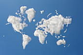 World map in clouds