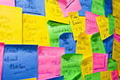 Sticky notes on a wall