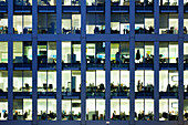 Modern office block at dusk