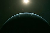 Exoplanet at dawn, illustration
