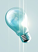 Lightbulb with earth inside, illustration