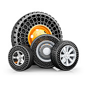 Various airless tyres, illustration