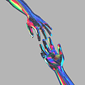 Outstretched hands, illustration