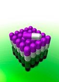 Purple and white capsules, illustration