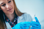 Woman getting a flu vaccine