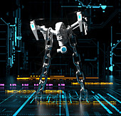 Drone chained to circuit board,illustration