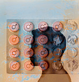Male symbol and pills,illustration