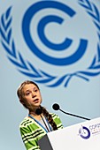 Greta Thunberg addressing COP25, Madrid, Spain, 2019
