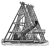 Herschel's 40 foot telescope,19th Century illustration