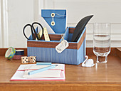 DIY-Utensilo für den Schreibtisch dekoriert mit Umleimer
