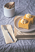 Slices of a pumpkin cheesecake