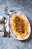 Ragout with spaghettti gluten-free bolognese