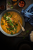 Indian chicken Korma with fresh coriander and almonds