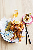 Fish and chips with sauce tartare