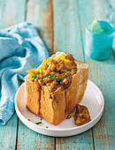 Pickled fish bunny chow