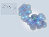 Penicillin molecule,illustration