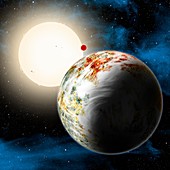 Kepler-10 exoplanet system, illustration