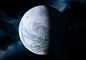 Cold planet and nebula, illustration