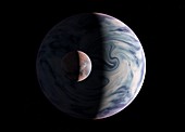 Gas giant and red planet, illustration
