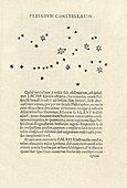 Galileo's observations of stars in the Pleiades, 1610