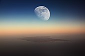 Moon rising over Menorca, Spain