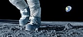 Apollo astronaut walking on the Moon, illustration