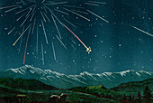Perseids meteor shower, 1877 illustration