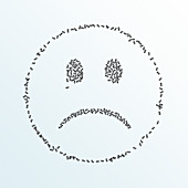 Ants forming unhappy face, illustration