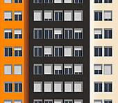 Apartment block exterior, illustration