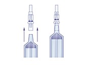 Breast pump syringe and valve, illustration