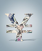 Yen symbol, composite image