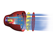 Ion engine mechanism, illustration