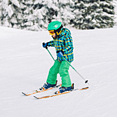 Boy skiing