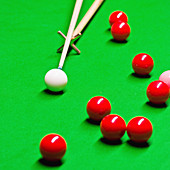 Snooker cue on rest