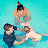 Baby swimming lesson