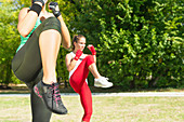 Kickboxing training outdoors