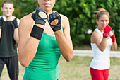 Kickboxing training outdoors