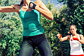 Kickboxing training outdoors