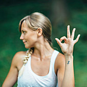 Yoga mudra hand sign