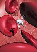 Nanobot in bloodstream, illustration